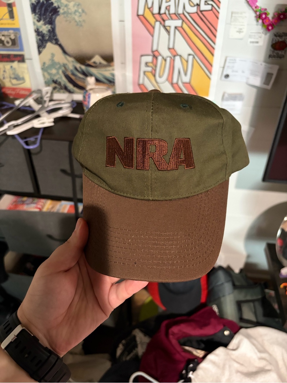Two-Tone Olive & Brown Baseball Cap